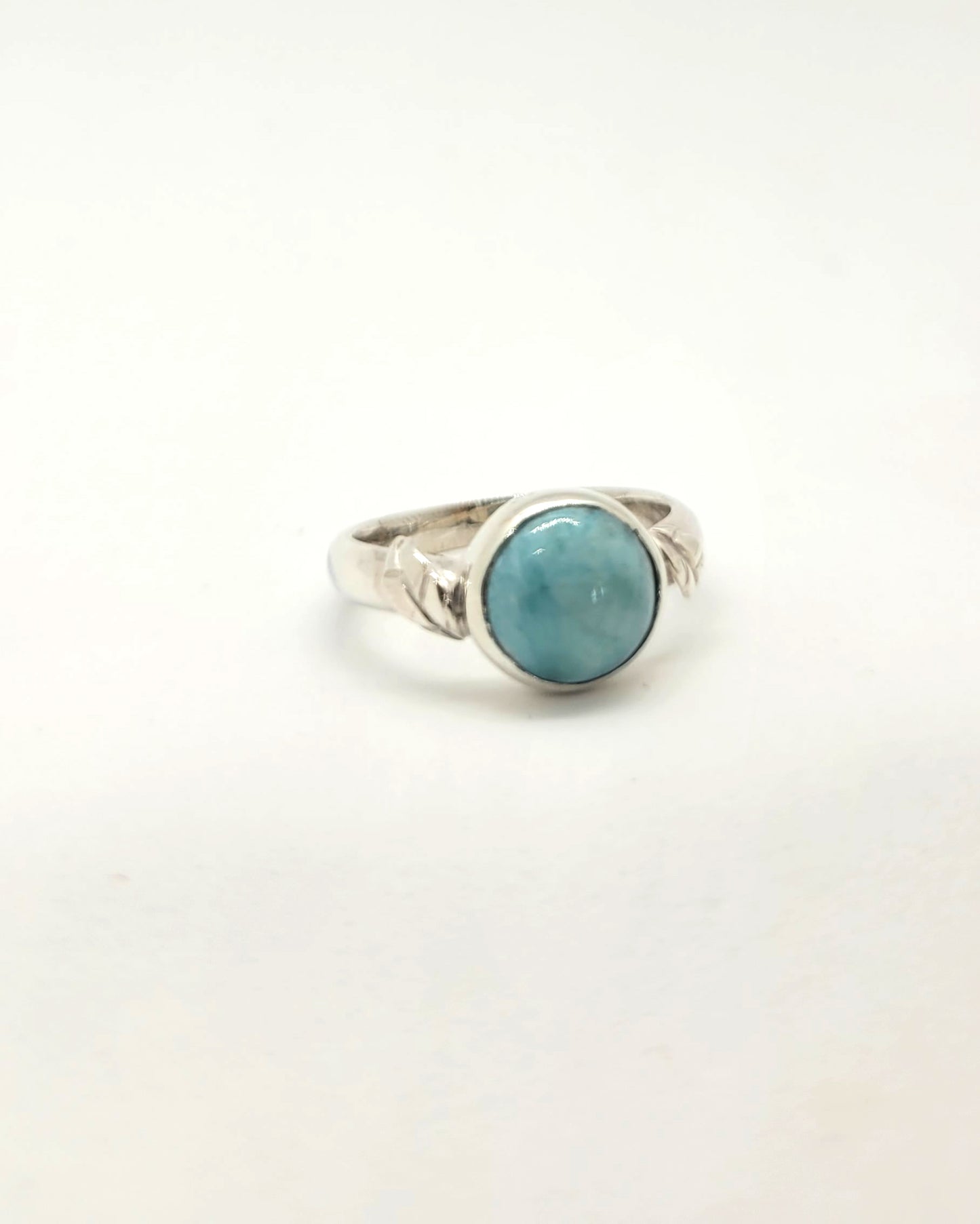 Leaves and Larimar Ring