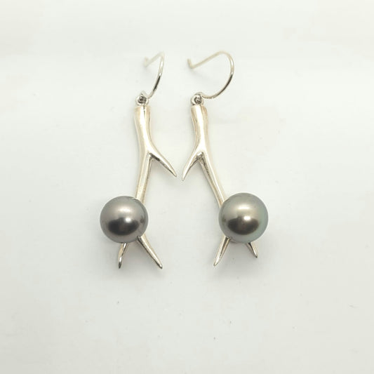 Branch and Tahitian Pearl Earrings