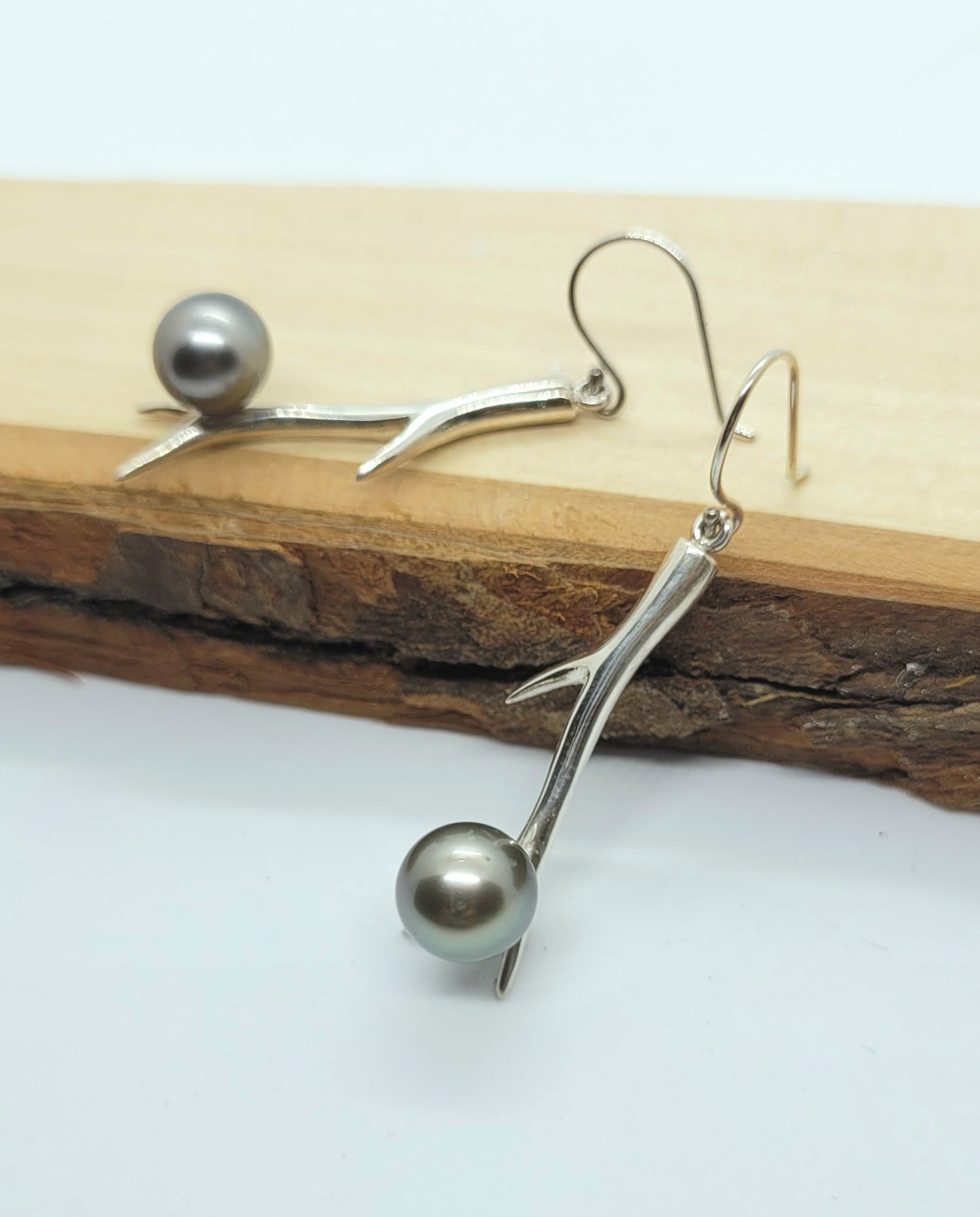 Branch and Tahitian Pearl Earrings