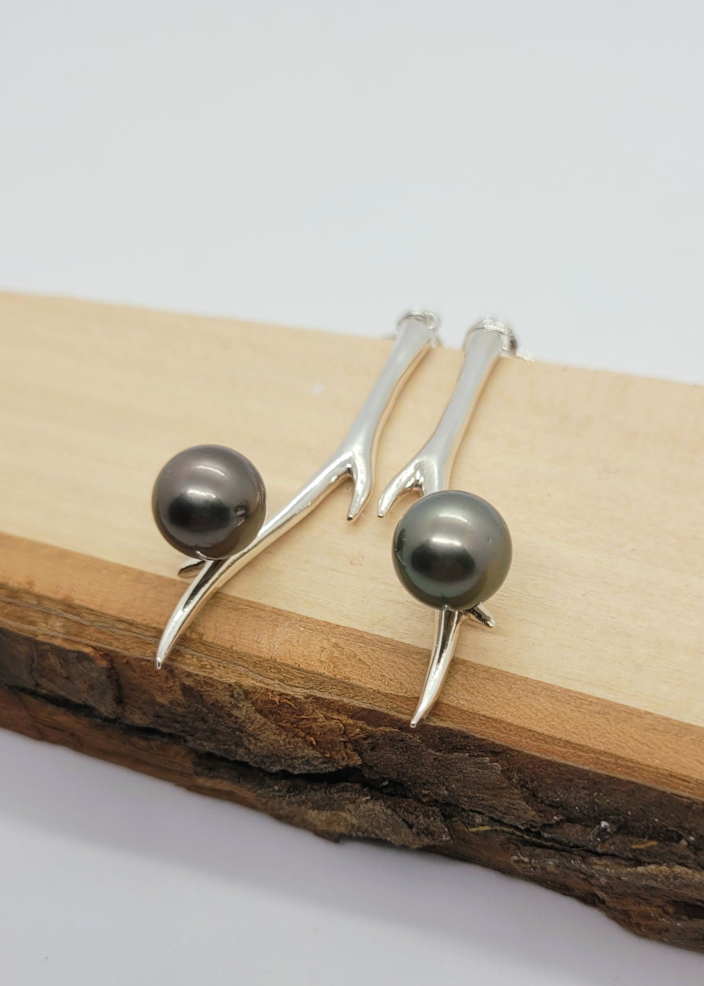 Branch and Tahitian Pearl Earrings