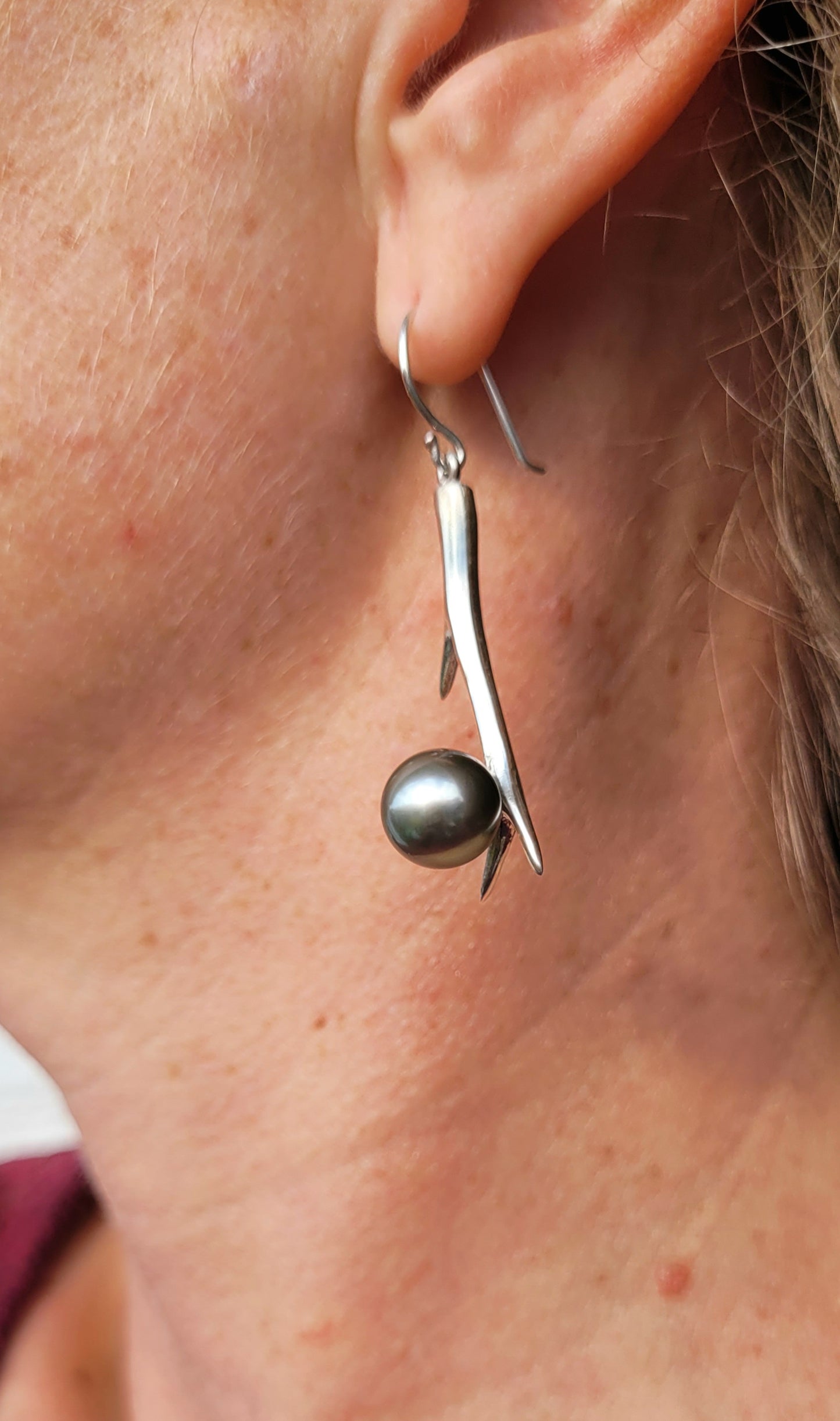 Branch and Tahitian Pearl Earrings