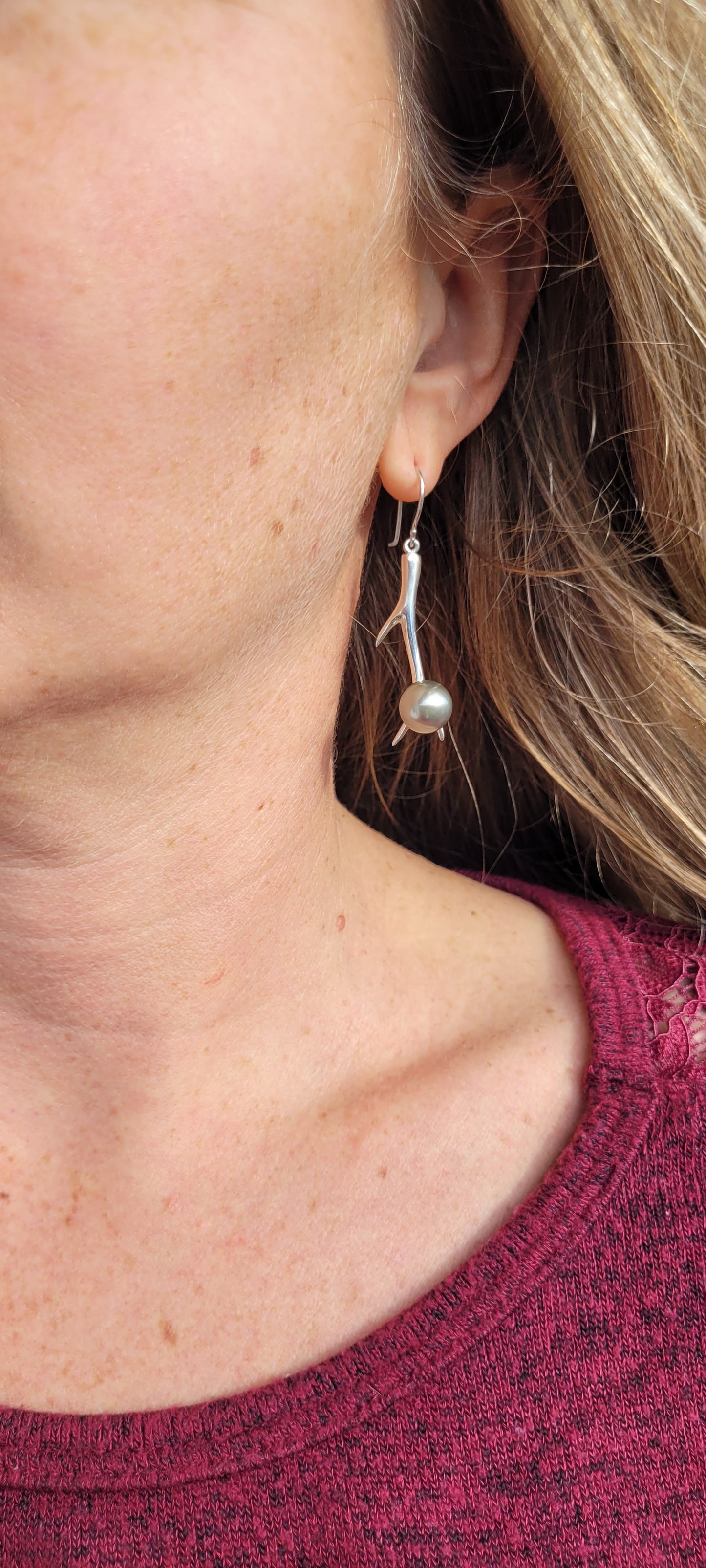 Branch and Tahitian Pearl Earrings